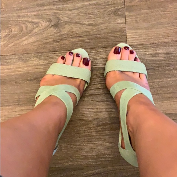 Aqua Suede Platform Stiletto Sandals - Picture 3 of 8